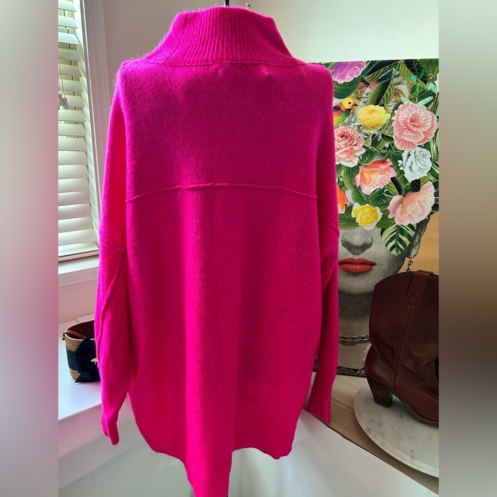 NWT CROWN & IVY MOCK NECK DEEP PINK SWEATER Sz. XXL PULLOVER, SOFT, FALL/WINTER - Picture 3 of 7